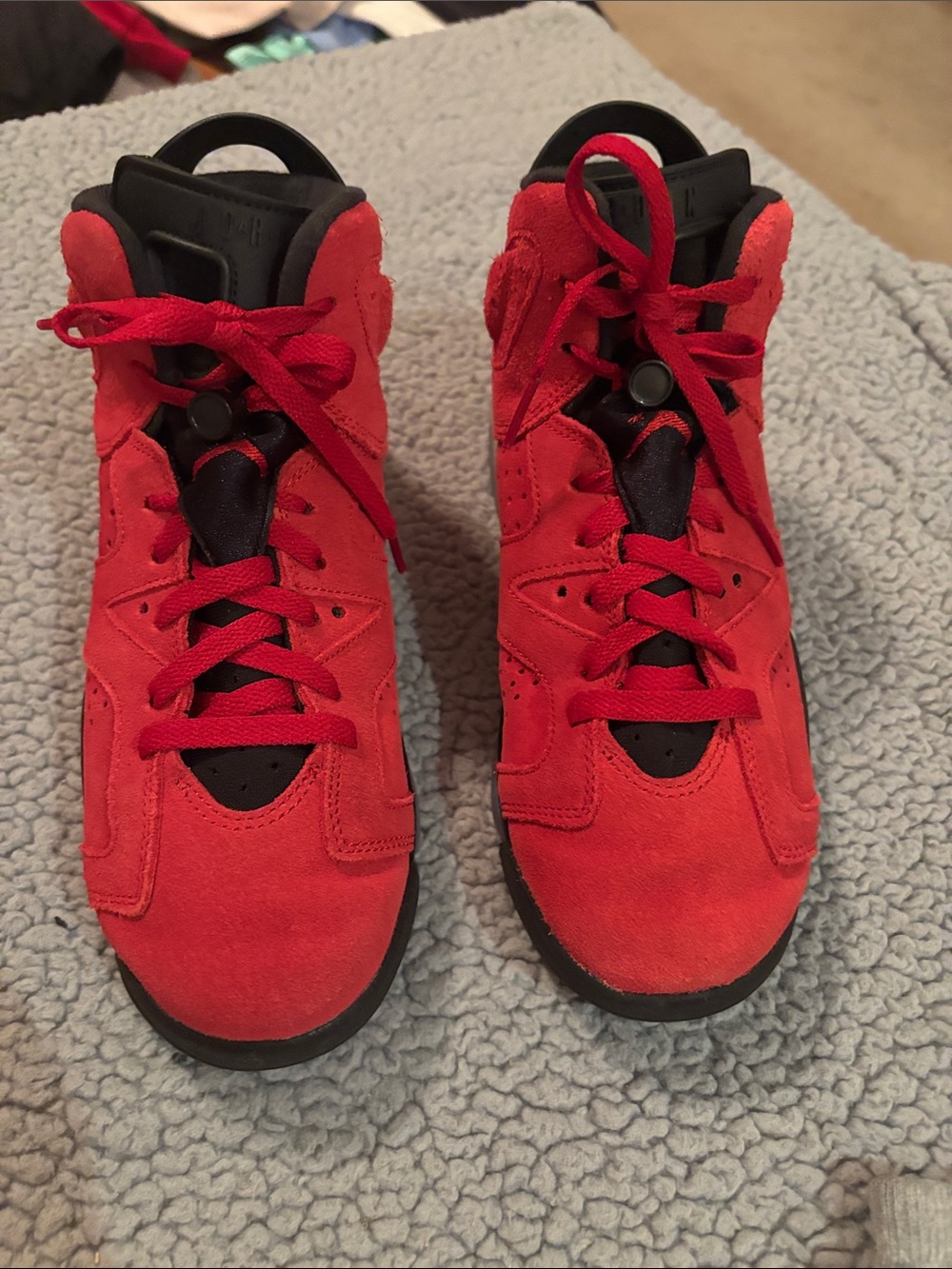 Nike Air Jordan Retro 6 Toro Bravo Red Suede High-Top Sneakers